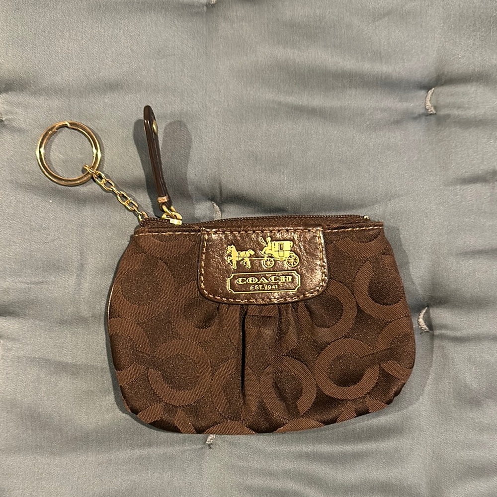 Coach Brown Signature Key Pouch